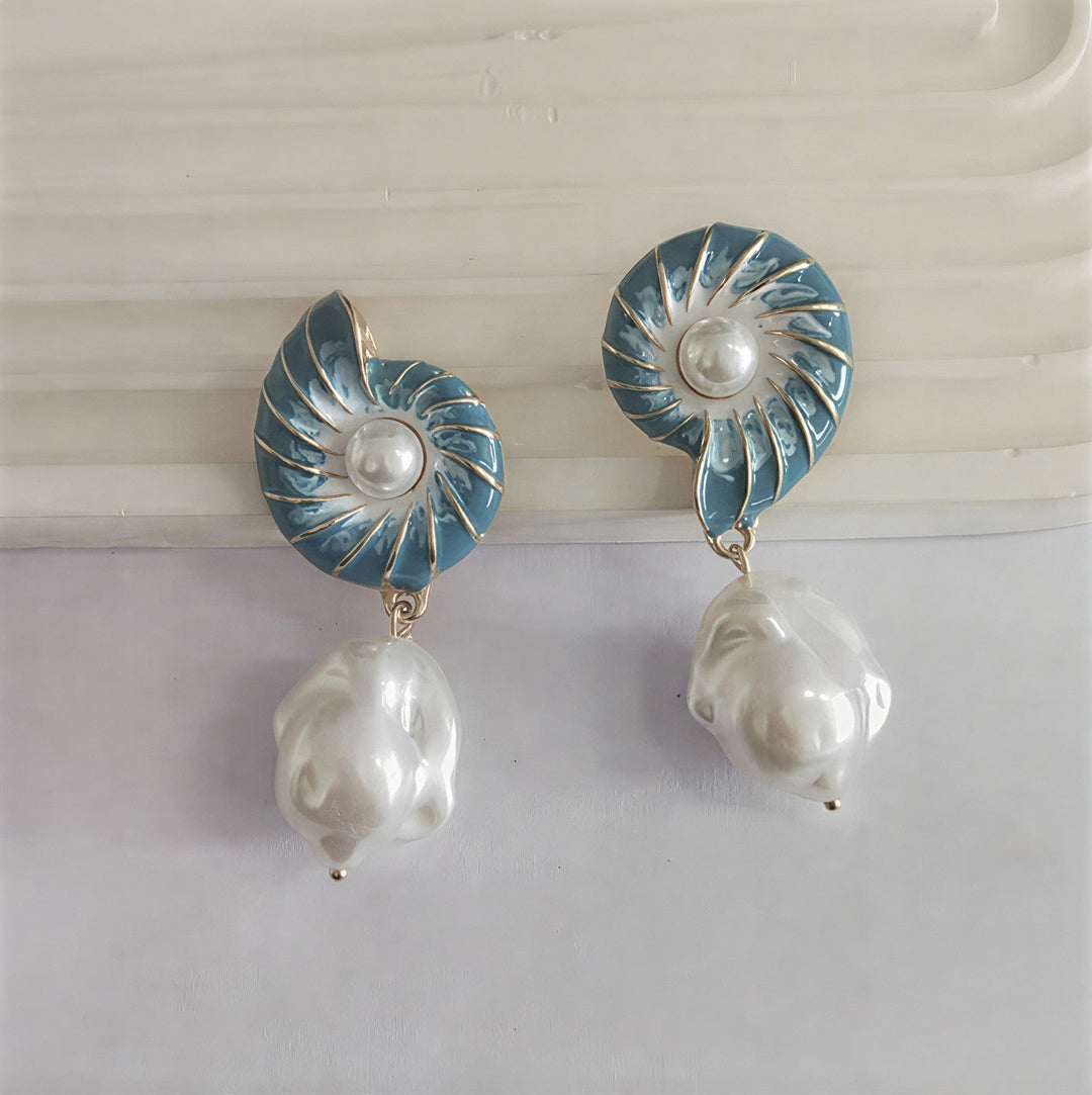 Cora — Medallion & Pearl Drop Earrings