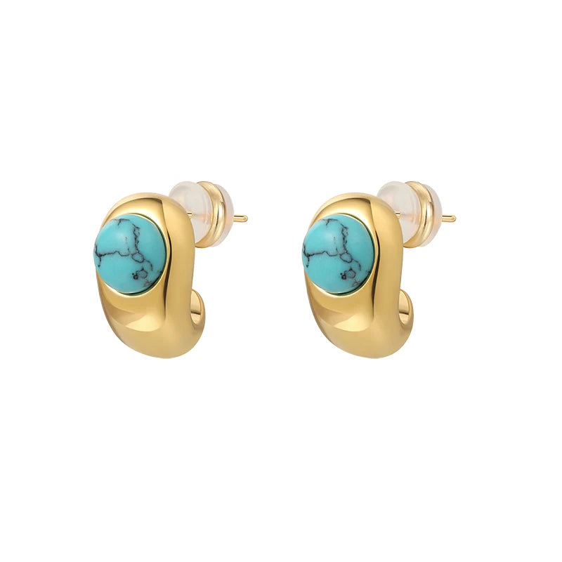 Gobnait — Double Turquoise Gold Studs