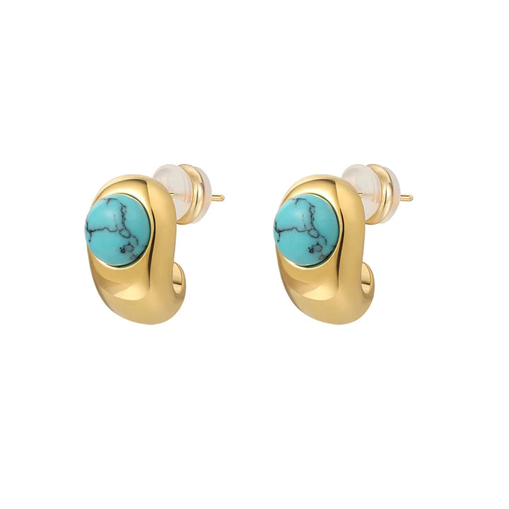 Gobnait — Double Turquoise Gold Studs