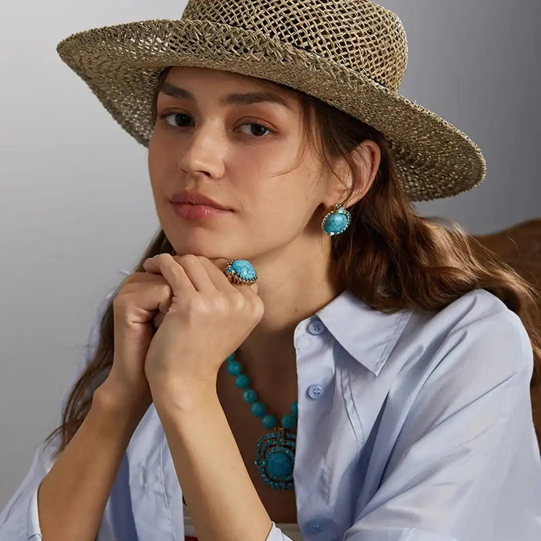 Ide — Turquoise Zirconia Gold Ring