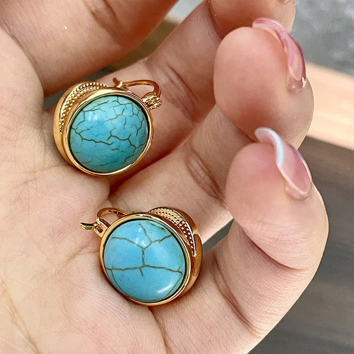 Eala — Brushed Gold Turquoise Studs