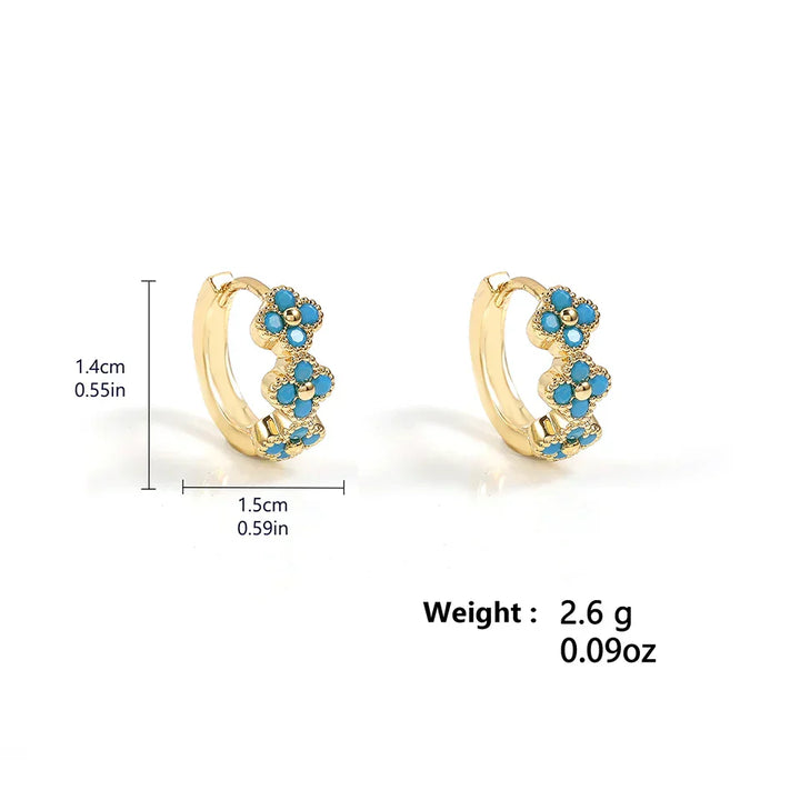 Mab — Turquoise Flower Huggie Hoops