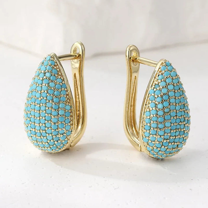 Béibhinn — Turquoise Pavé Teardrop Hoops