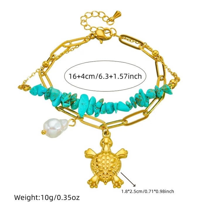 Tara — Golden Turtle Layered Bracelet