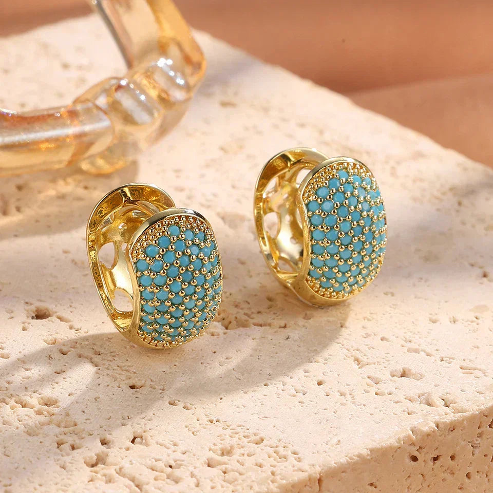Líadan — Bold Turquoise Pavé Hoops