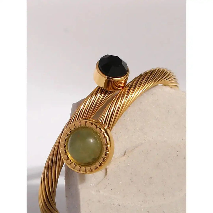 Doireann — Natural Green Stone Adjustable Ring