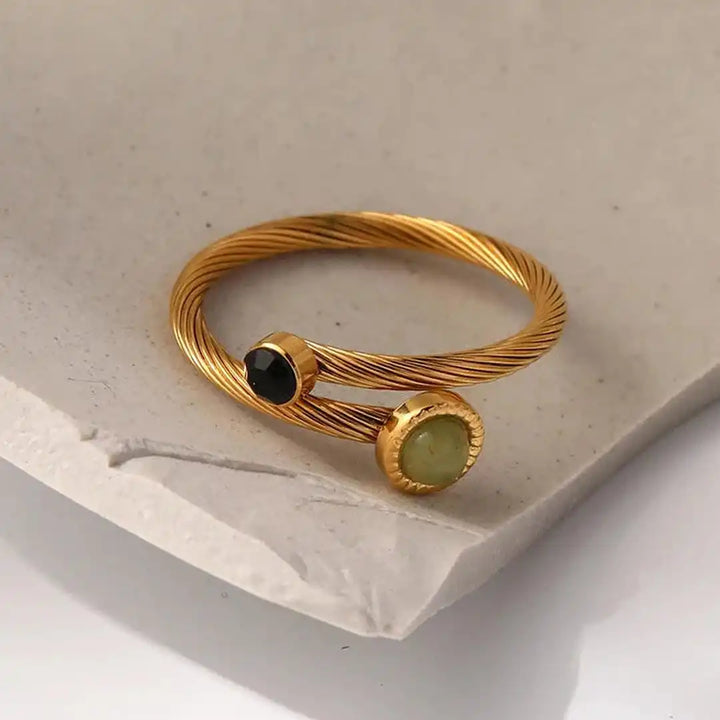 Doireann — Natural Green Stone Adjustable Ring