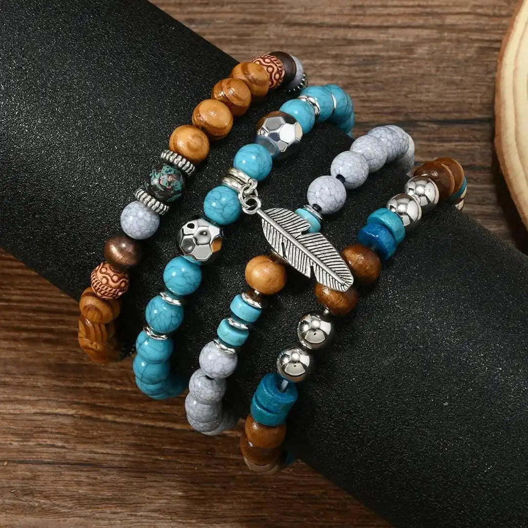 Darragh — Bohemian Turquoise Feather Bracelet