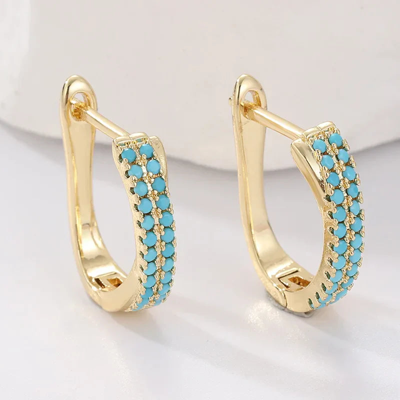 Deirdre — Classic Turquoise Pavé Huggies