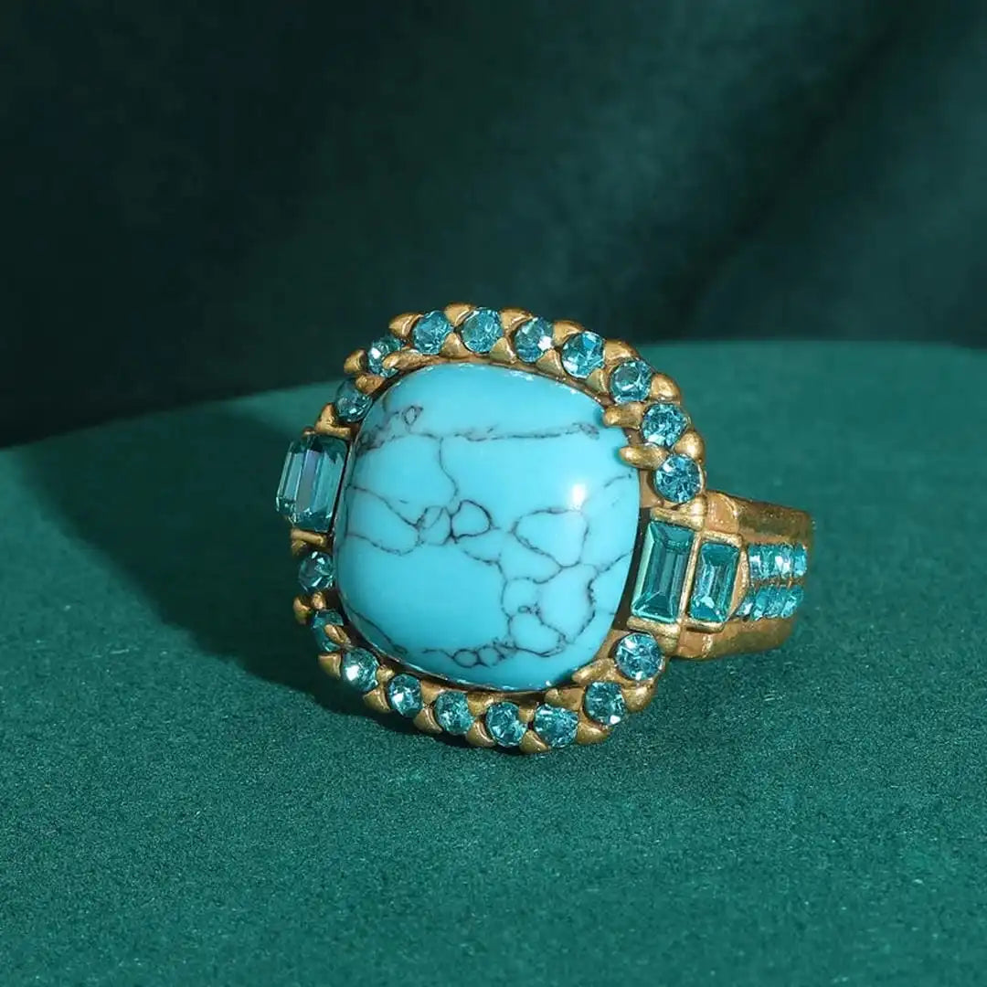 Ide — Turquoise Zirconia Gold Ring