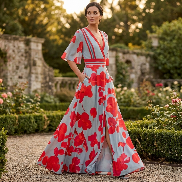 Gráinne | Floral Wrap Maxi Dress with Pockets