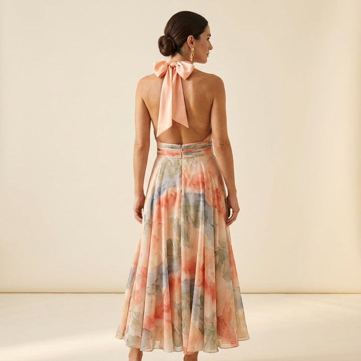 Aoibhinn | Watercolour Halter Maxi Dress