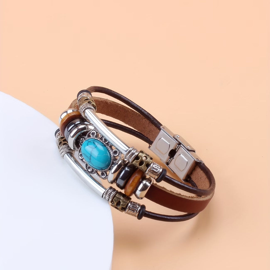 Eilish — Leather Wrap Turquoise Bracelet