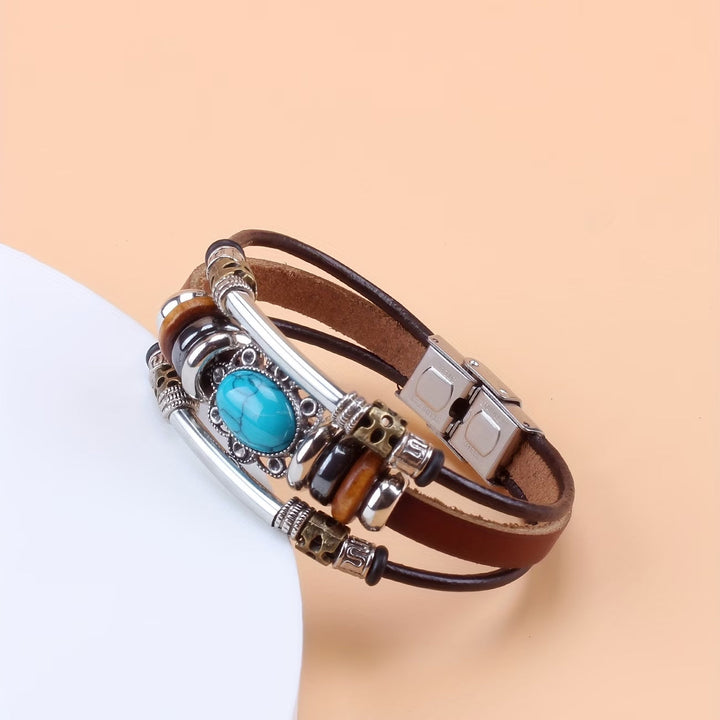 Eilish — Leather Wrap Turquoise Bracelet