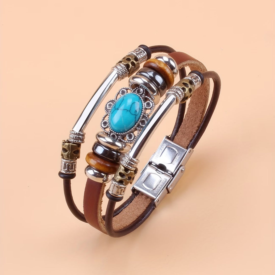 Eilish — Leather Wrap Turquoise Bracelet