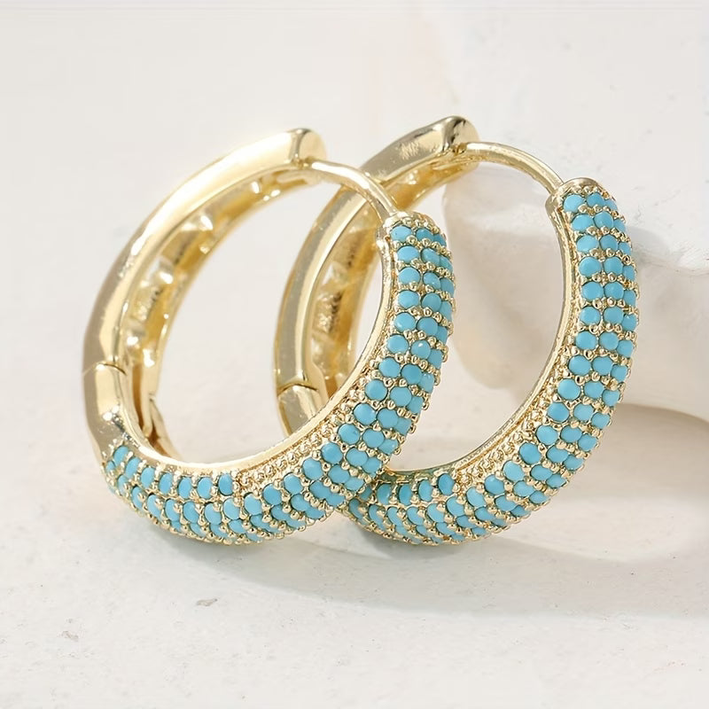 Eadaoin — Round Turquoise Pavé Hoops
