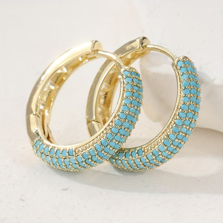 Eadaoin — Round Turquoise Pavé Hoops