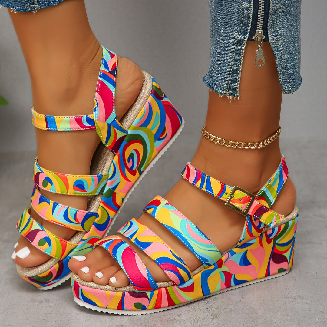 Selora | Colourful Platform Wedge Sandals