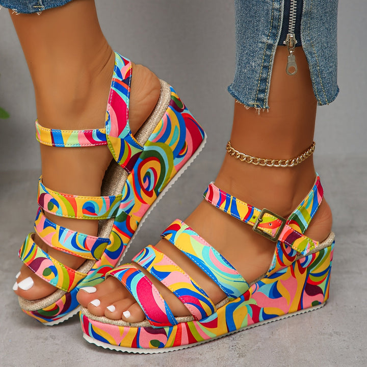 Selora | Colourful Platform Wedge Sandals