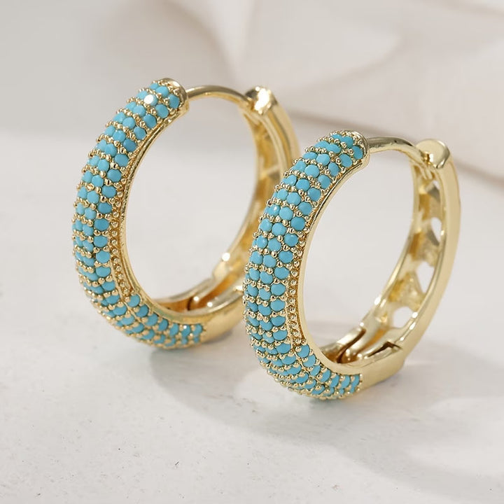 Eadaoin — Round Turquoise Pavé Hoops