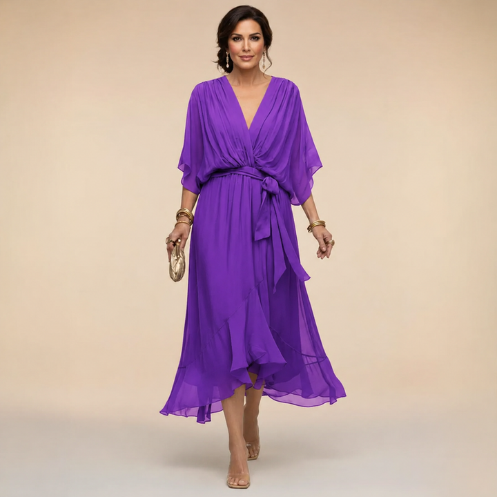 Monica | V-Neck Wrap Midi Dress