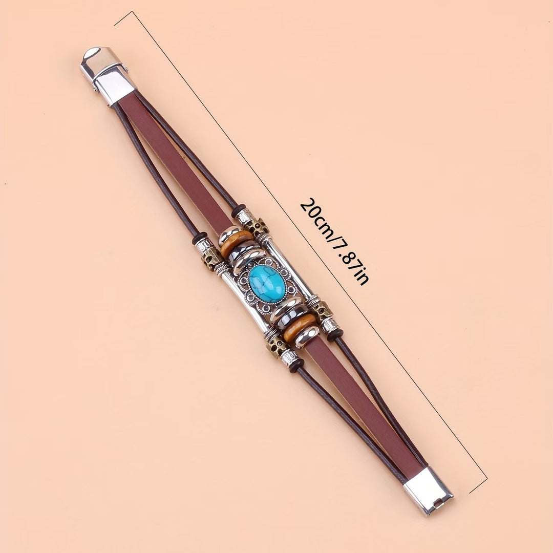 Eilish — Leather Wrap Turquoise Bracelet