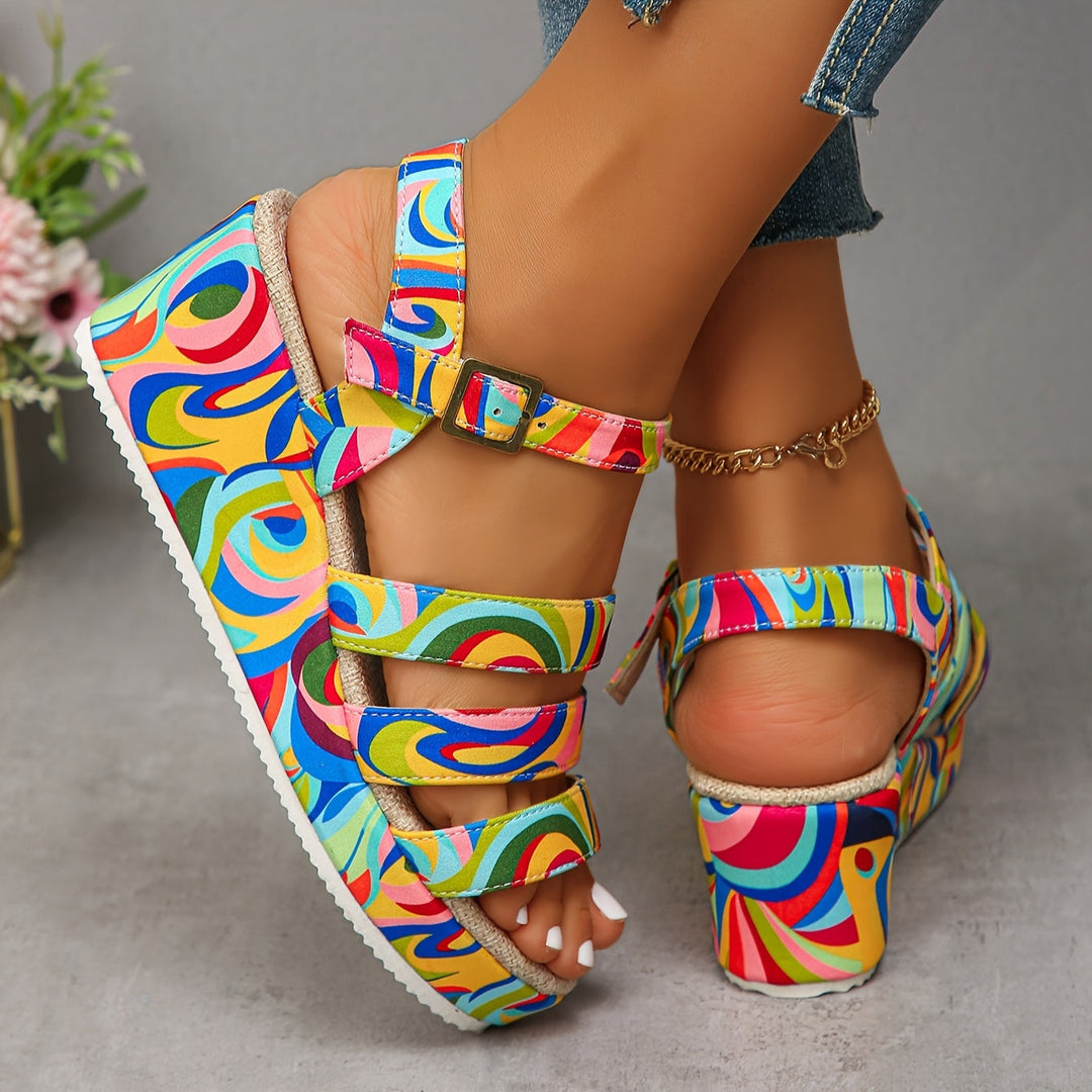 Selora | Colourful Platform Wedge Sandals
