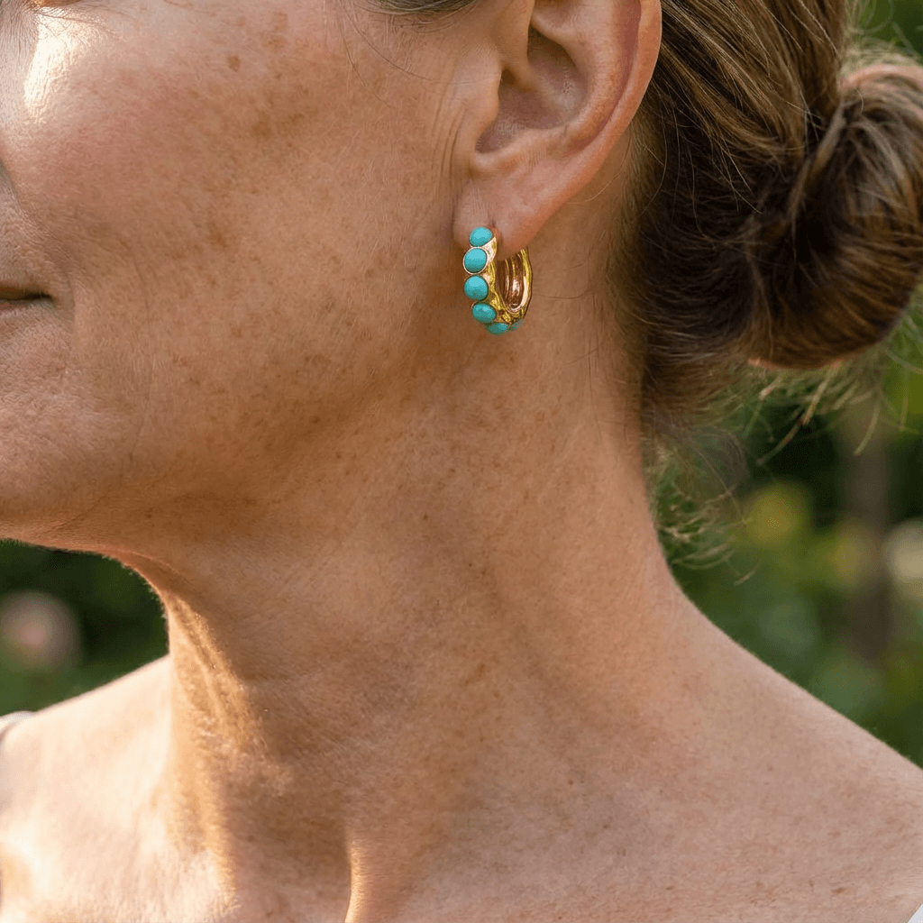 Eithne — Turquoise Accent Huggie Hoops