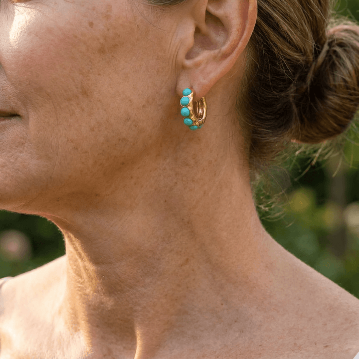 Eithne — Turquoise Accent Huggie Hoops