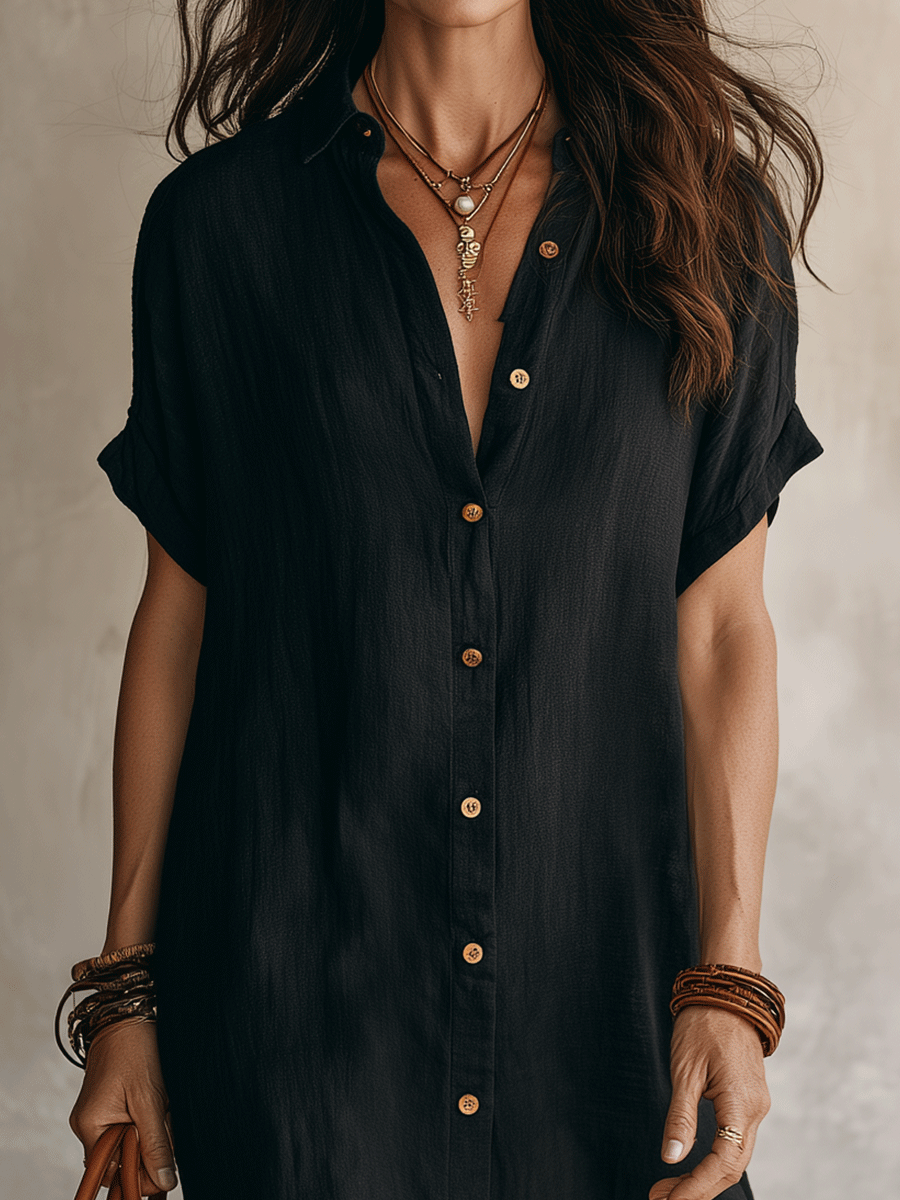 Orla — Linen-Cotton Midi Shirt Dress