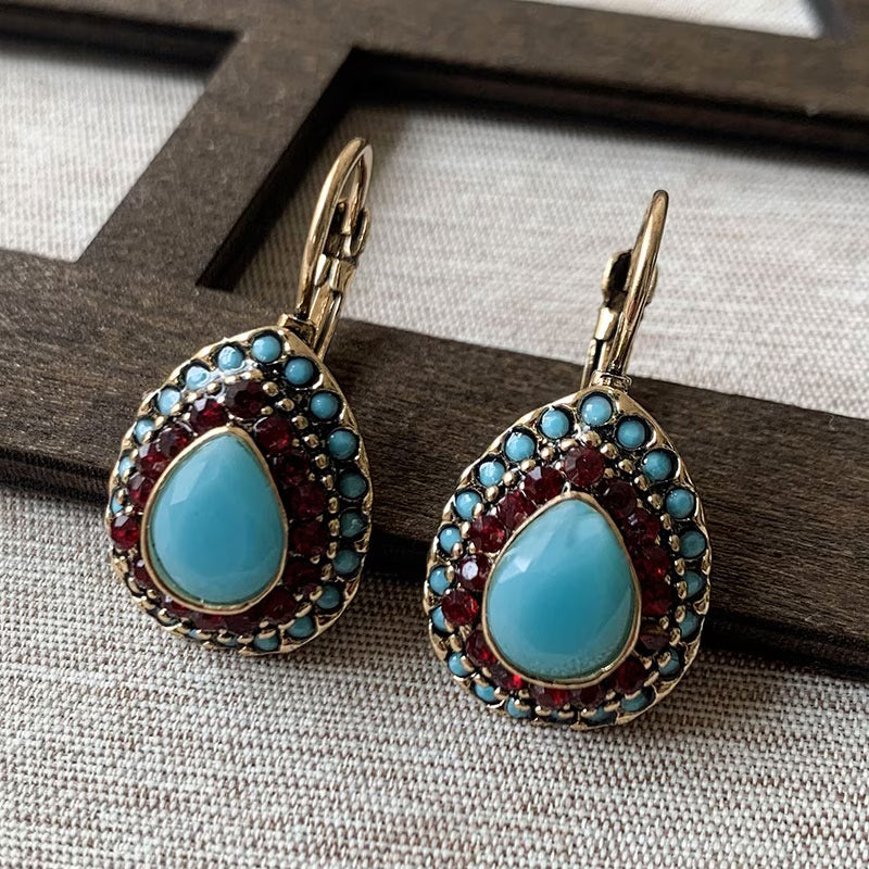 Erin — Antique Teardrop Turquoise Earrings