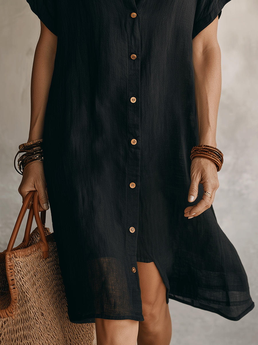 Orla — Linen-Cotton Midi Shirt Dress