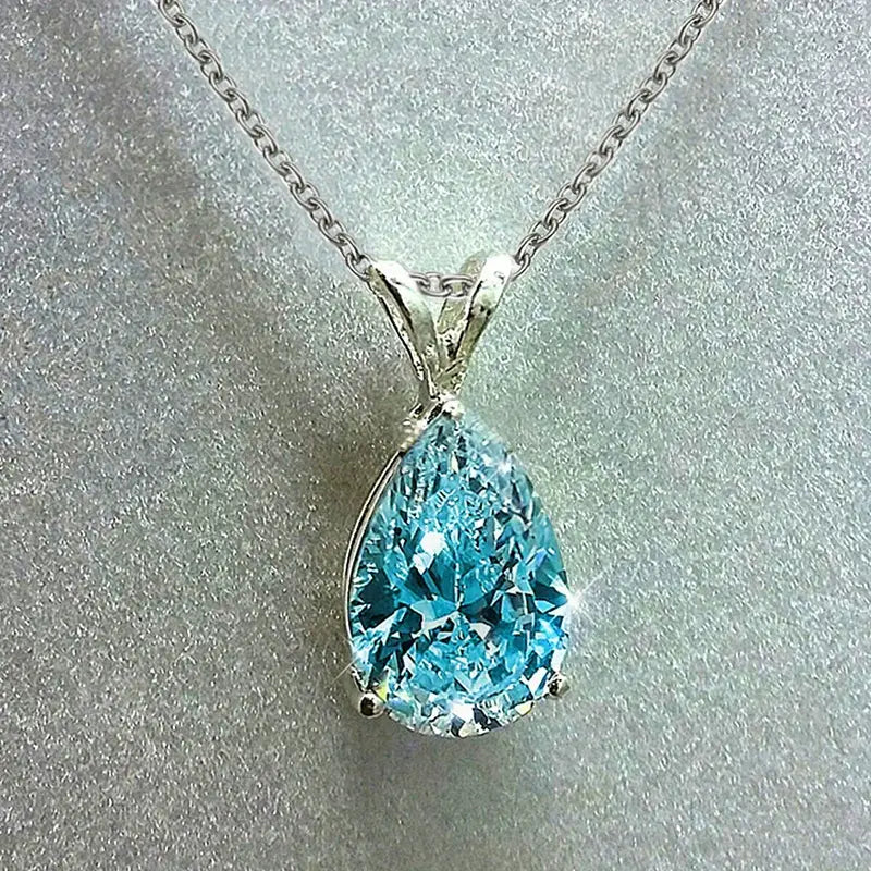 Aisling — Aqua Teardrop Crystal Necklace