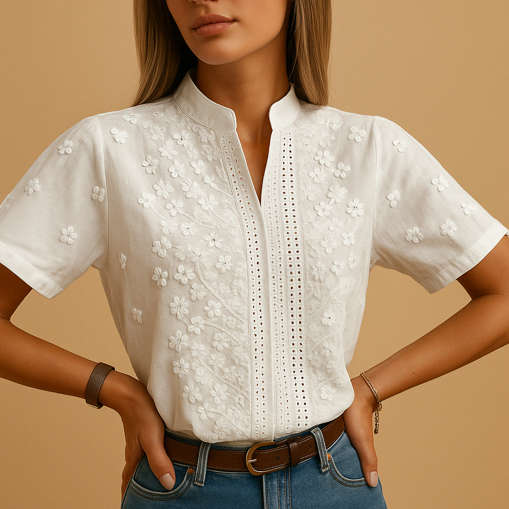 Elise | Embroidered Daisy Blouse