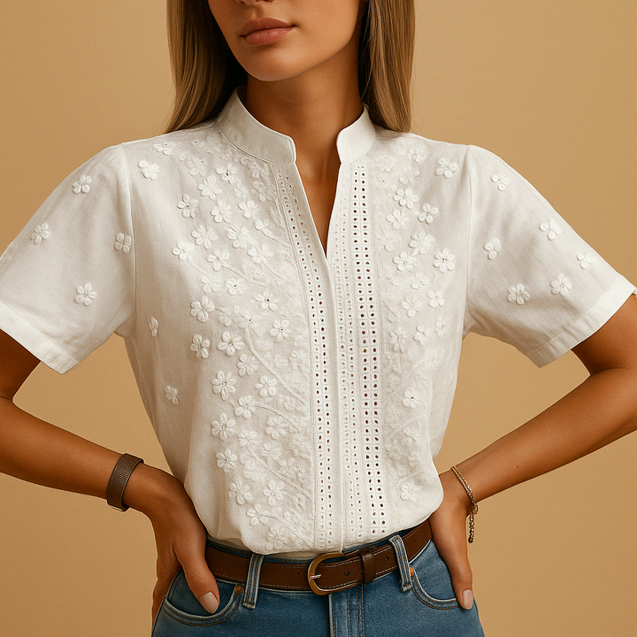 Elise | Embroidered Daisy Blouse