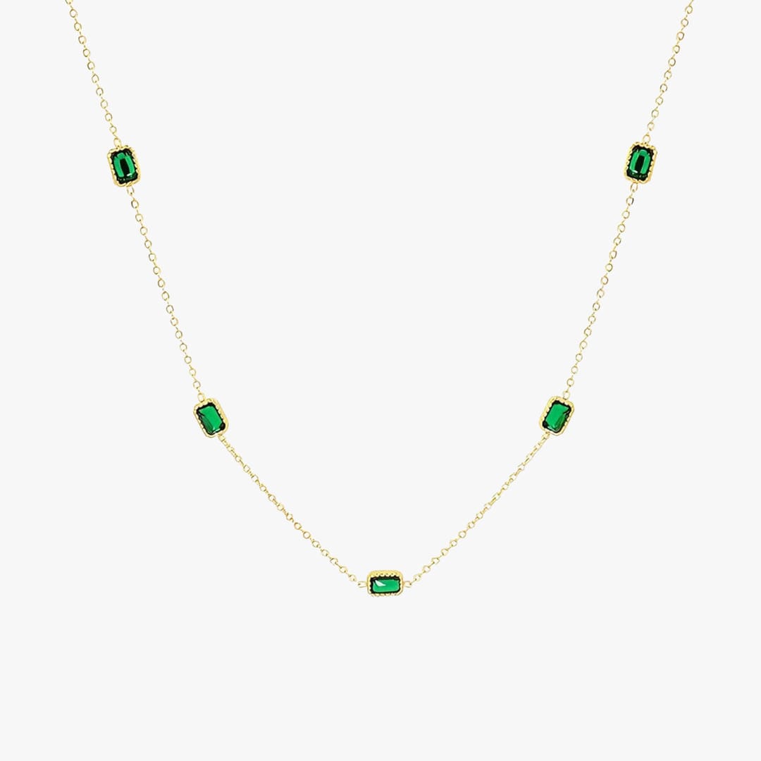 Siobhán — Gold Chain Green Stone Necklace