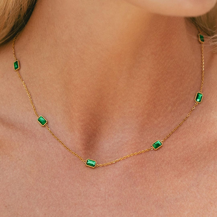 Siobhán — Gold Chain Green Stone Necklace