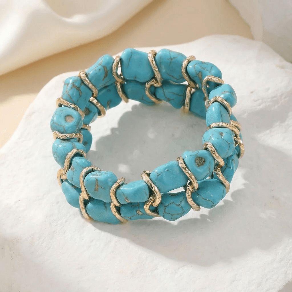 Brigid — Woven Turquoise & Gold Bracelet