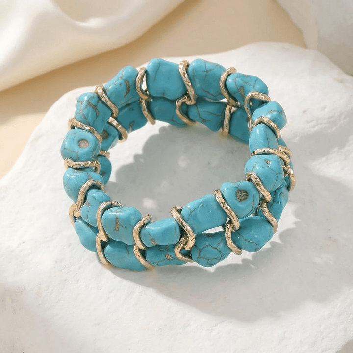 Brigid — Woven Turquoise & Gold Bracelet