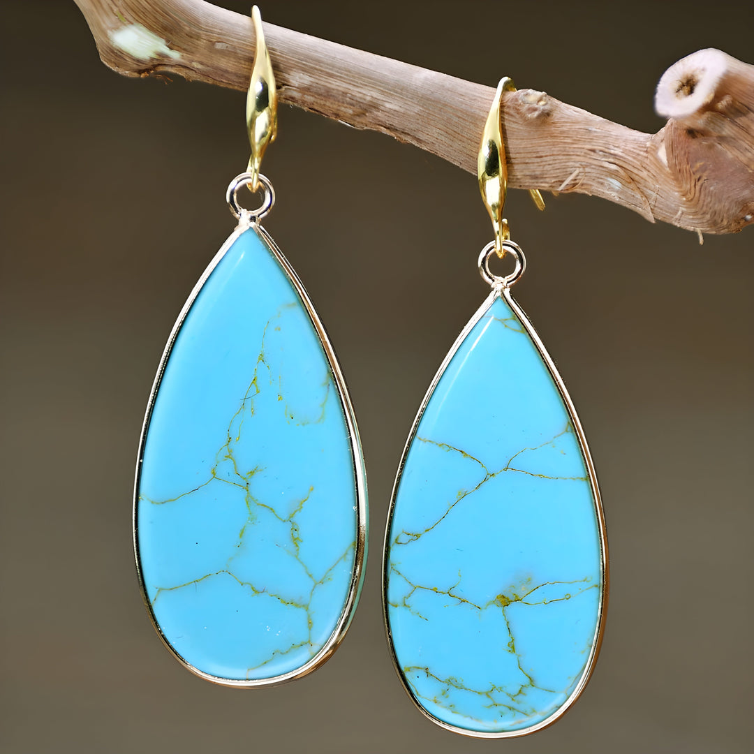 Saibh — Grand Turquoise Teardrop Earrings