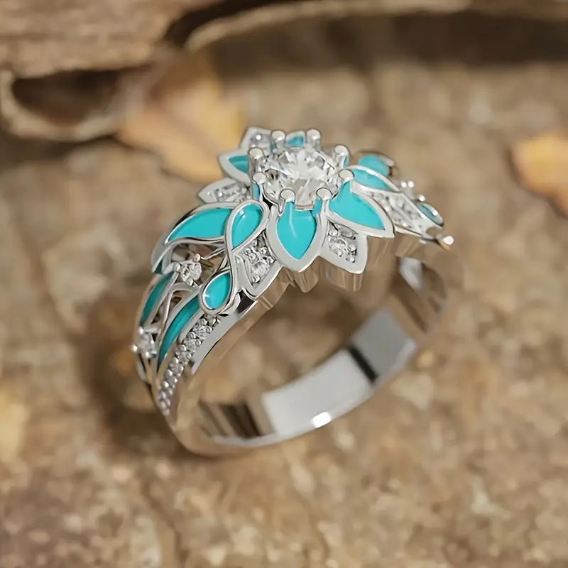 Gormlaith — Turquoise Petal Crystal Ring