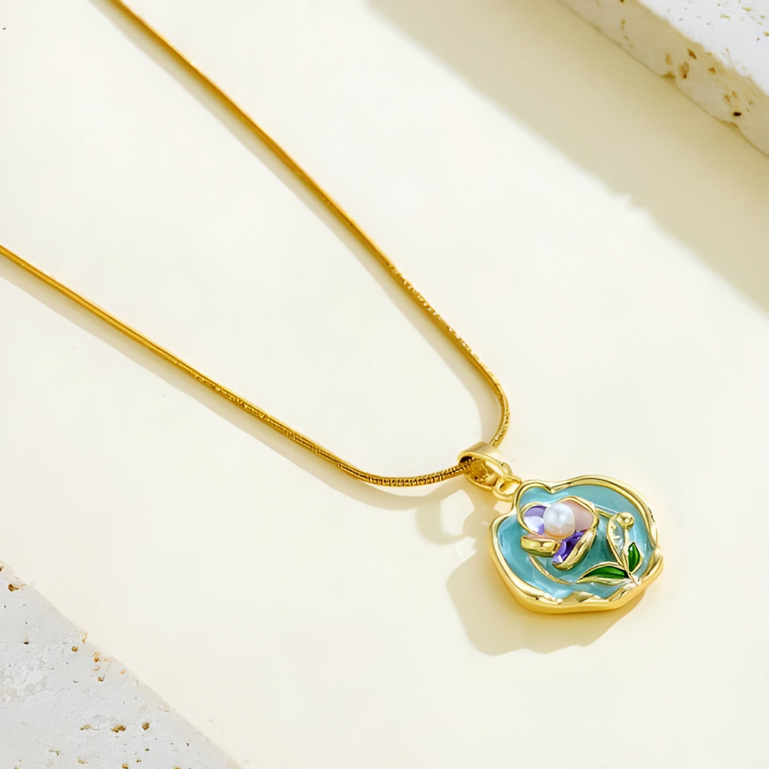 Bláthnaid — Gilded Mosaic Pendant Necklace