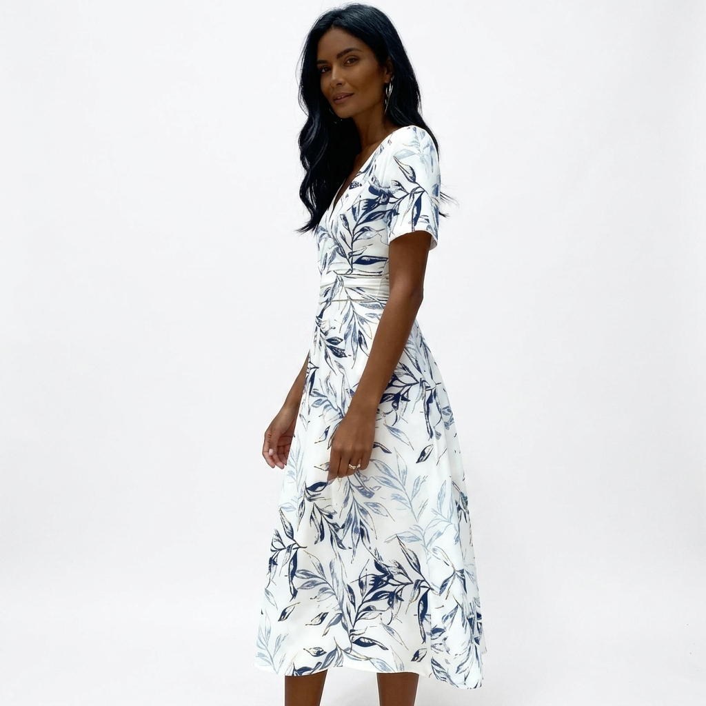 Aoife | Floral Twist-Waist Midi Dress