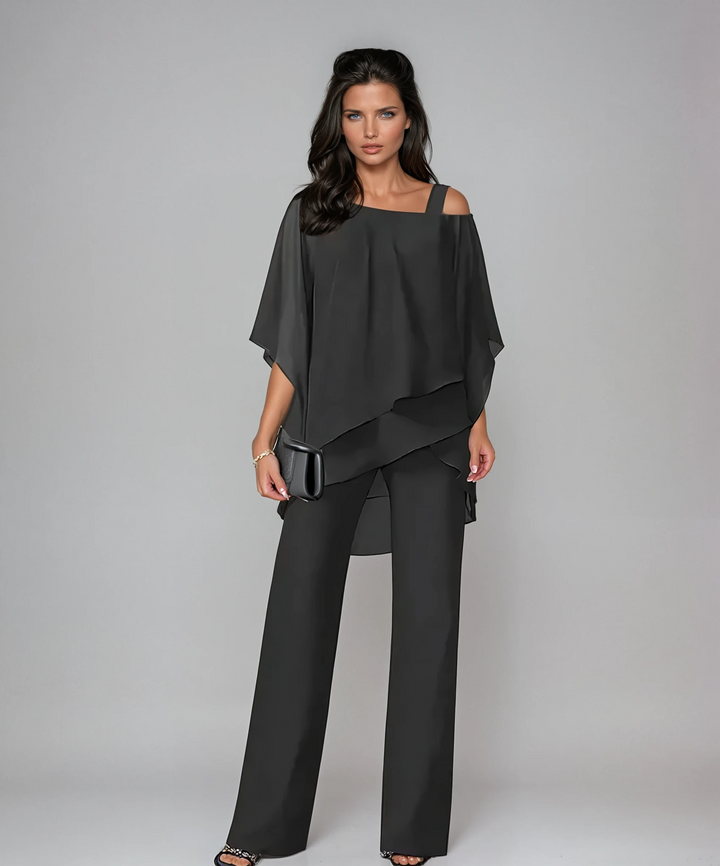 Eleanor | Asymmetric Poncho Two-Piece Set