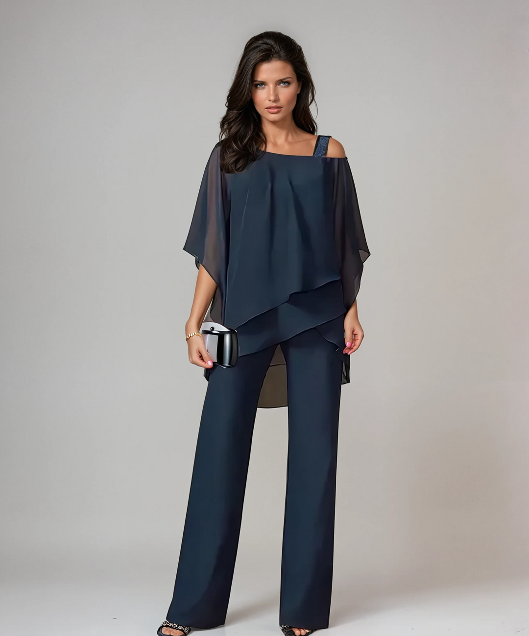 Eleanor | Asymmetric Poncho Two-Piece Set