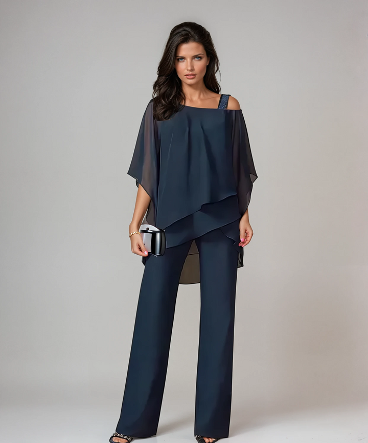 Eleanor | Asymmetric Poncho Two-Piece Set