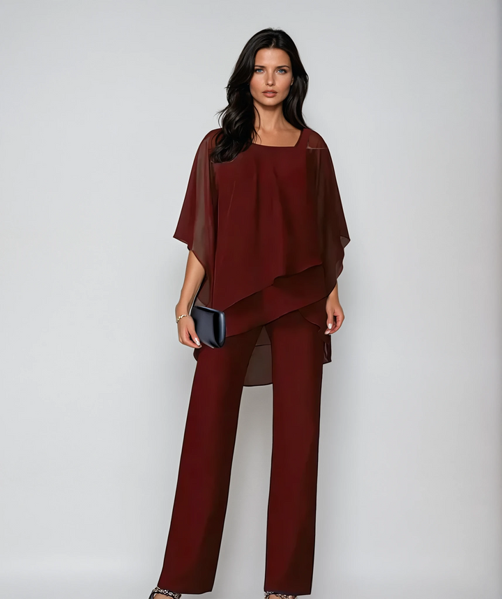 Eleanor | Asymmetric Poncho Two-Piece Set