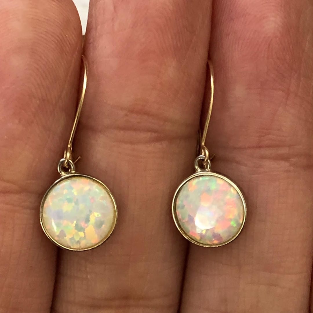 Doireann — Gold-Plated White Opal Earrings