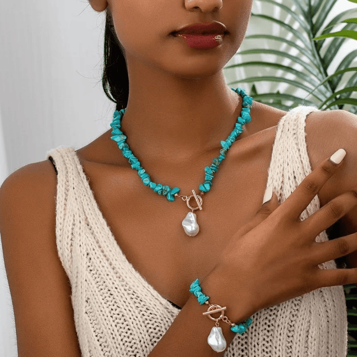 Sinéad — Turquoise & Baroque Pearl Jewellery Set