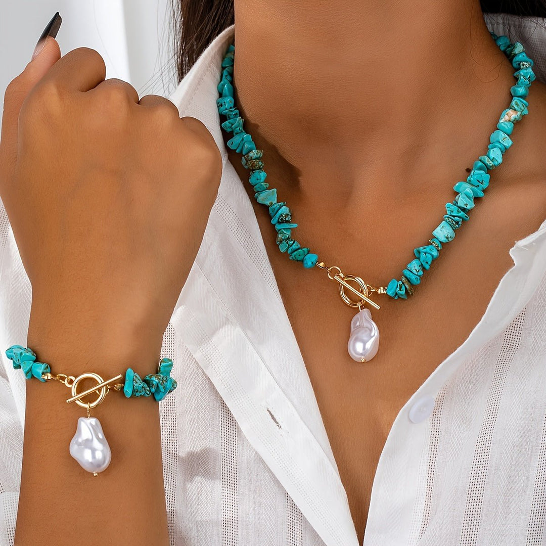 Sinéad — Turquoise & Baroque Pearl Jewellery Set
